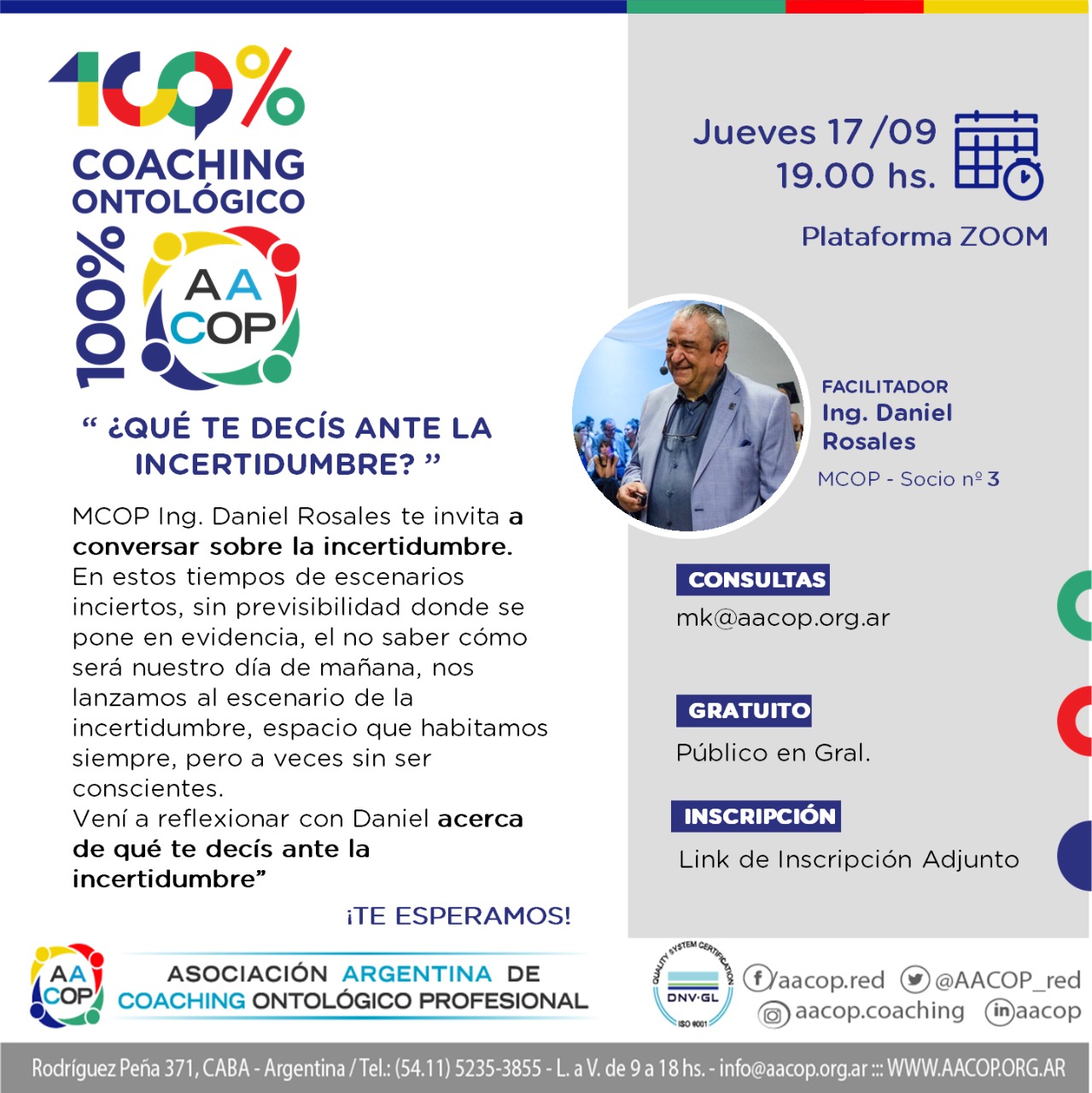 ¿Qué te decís sobre la incertidumbre?  La nueva invitación a escucharnos que nos ofrece el 100 % Coaching Ontológico, 100 % AACOP. | imagen